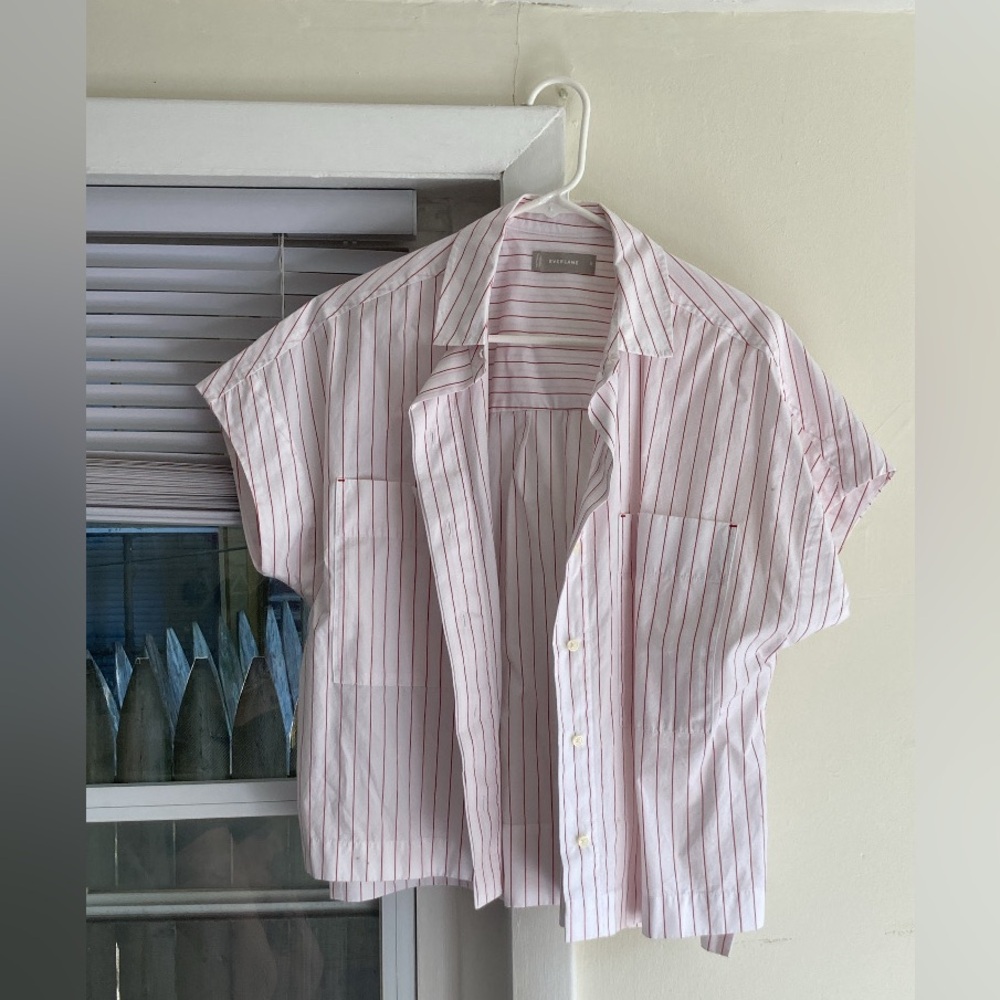 Everlane || White and Red Stripe Button Up || Size Sm